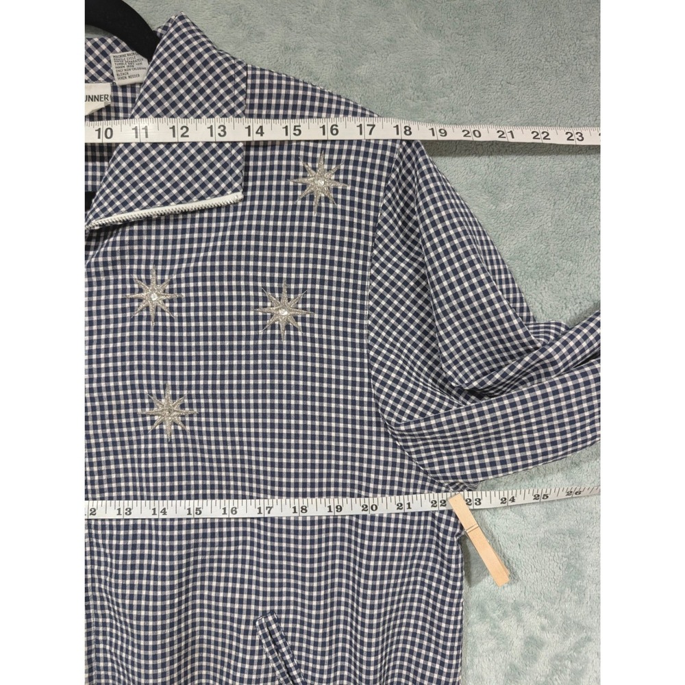 Vtg Alfred Dunner Grandmacore Blue Gingham Starburst Embroidered Zip Jacket 12 - Picture 8 of 11